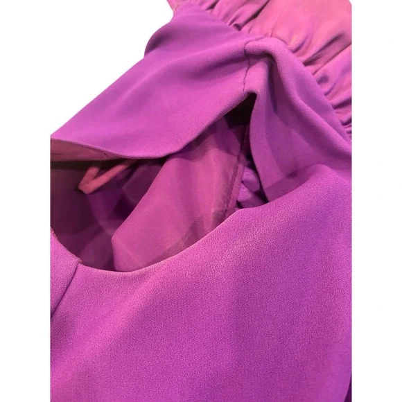 Vtg 70s Purple Ruffle Maxi Dress High Slit Hot Shorts Disco Formal 30" W Event - Picture 7 of 10